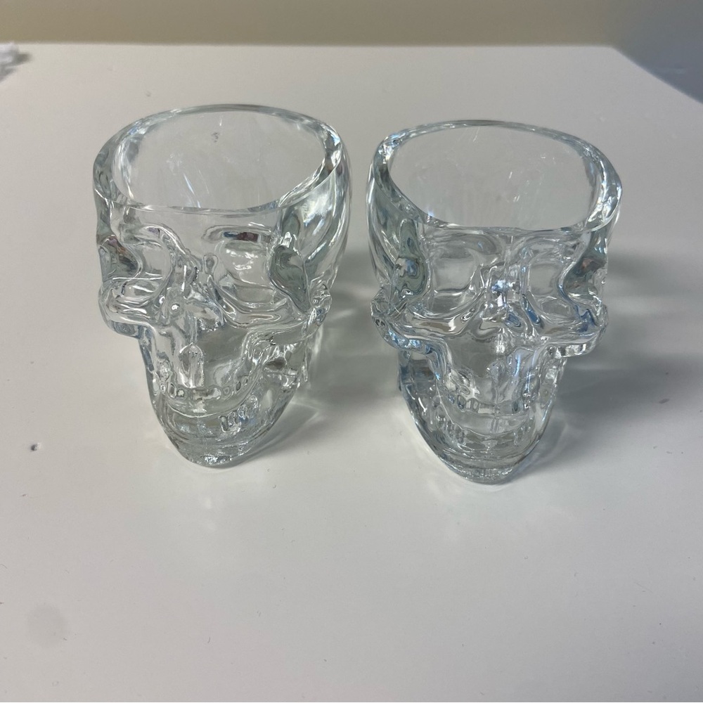 💀 2 Crystal Vodka Skull Shot Glasses 💀